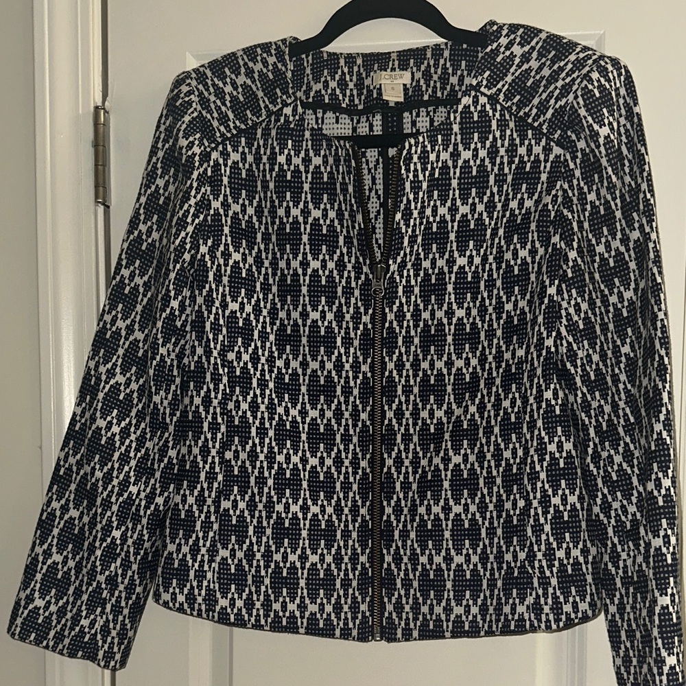 Women's Black and White J. Crew Patterned Jacket